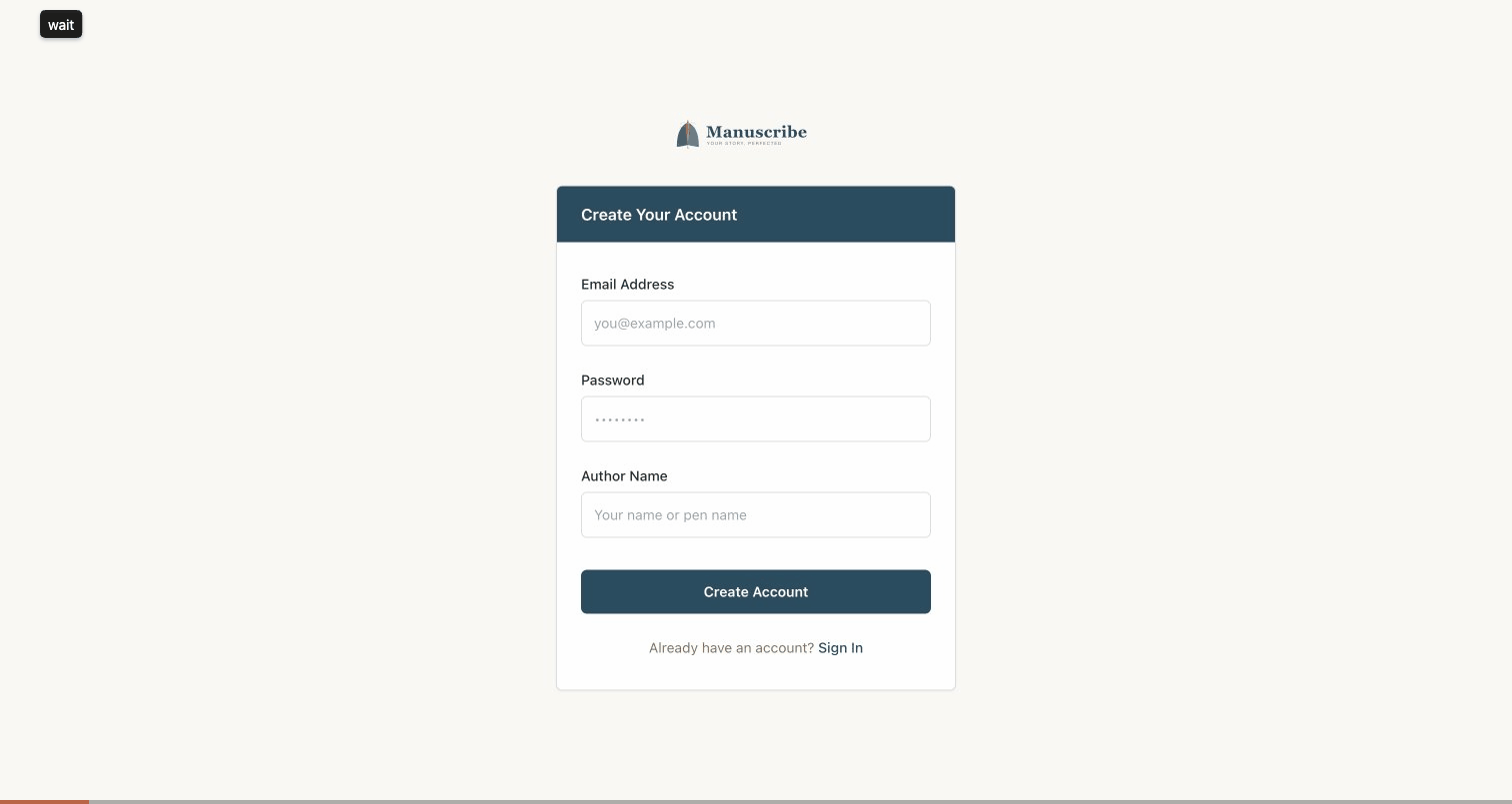 Walkthrough of the Manuscribe sign-up and onboarding flow